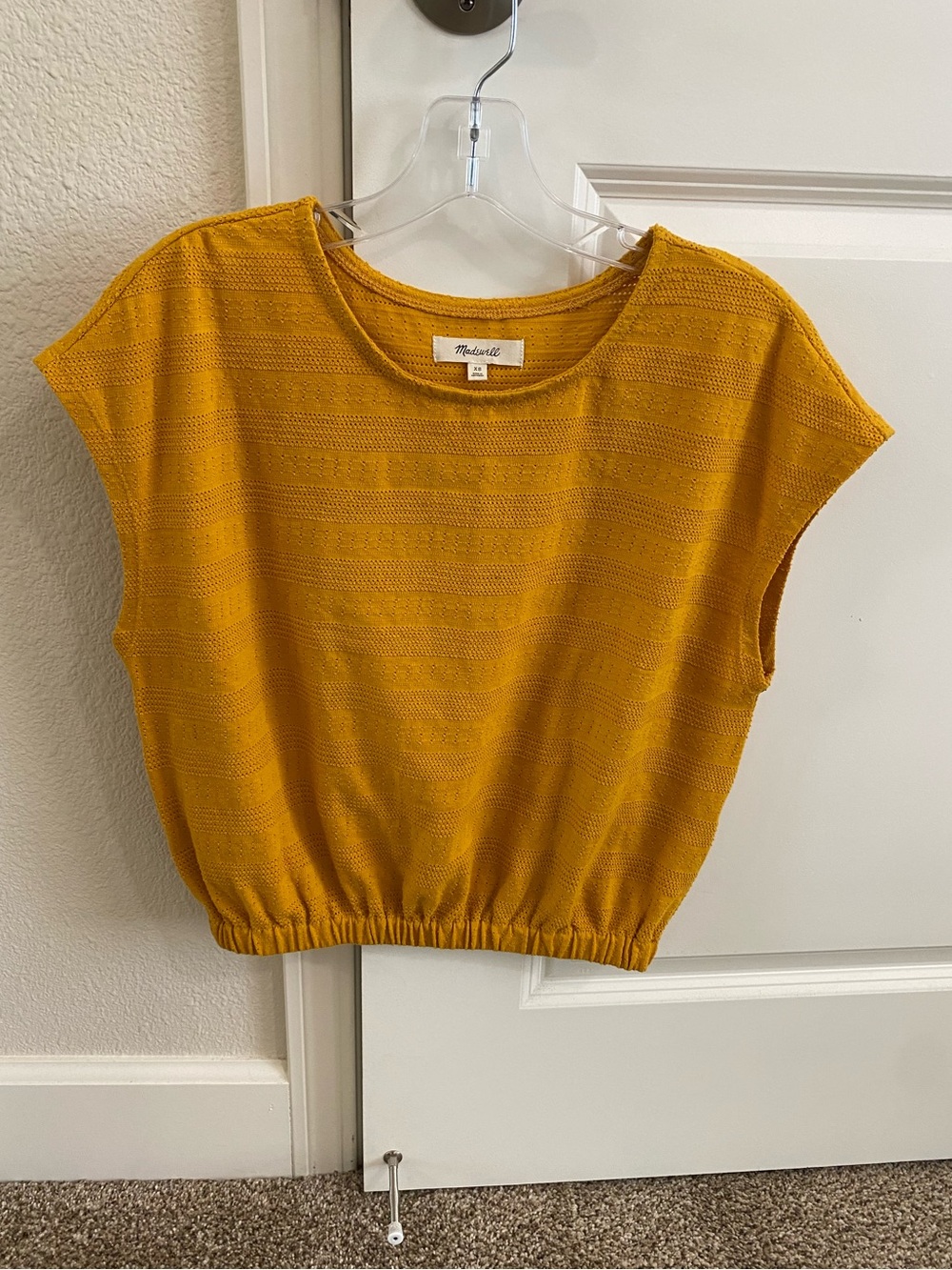Madewell Yellow Eyelet Knit Short Sleeve Top